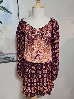 3 for $20 🧡 Mimi & Maggie Boho Paisley Smocked Rayon Dress Size 7/8